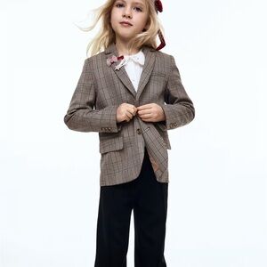 H&M Kids Tan Plaid Blazer